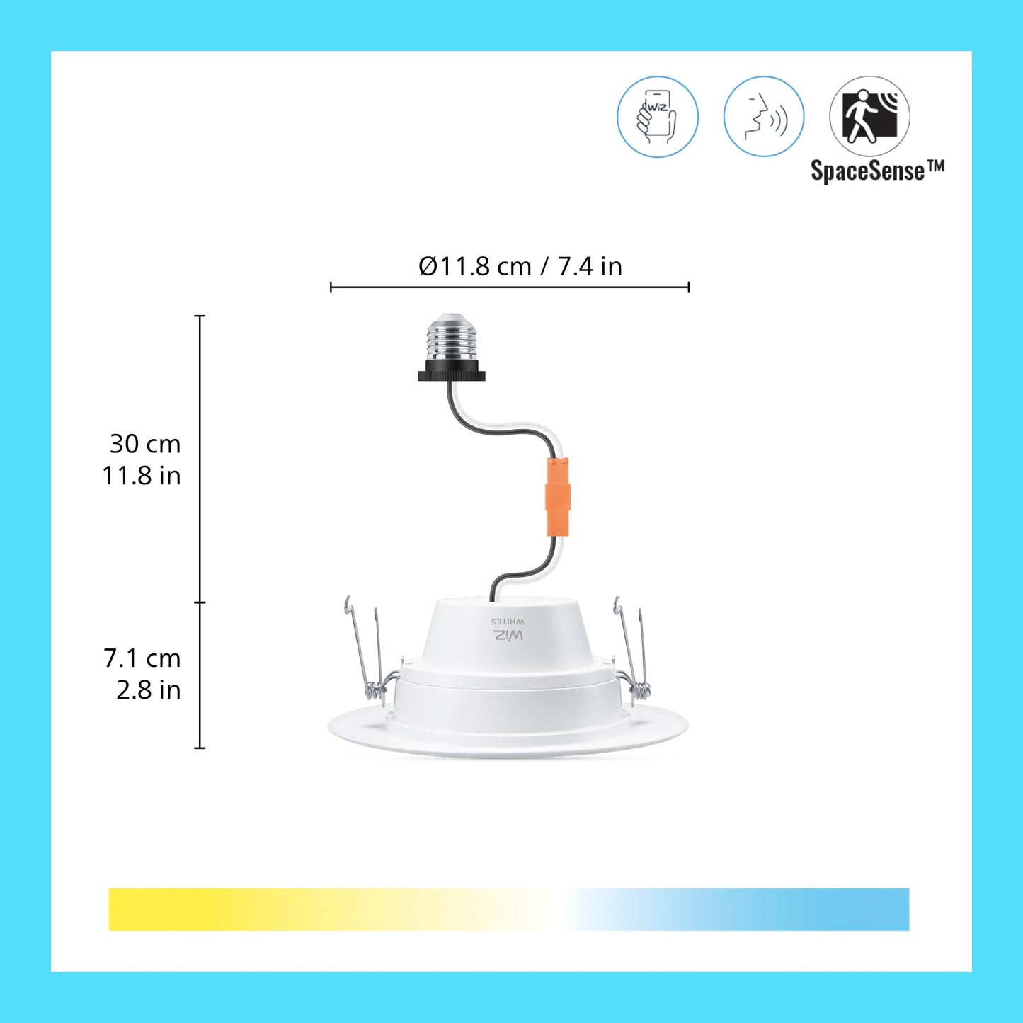 WiZ Connected Retrofit Downlight - 6 inch LED Recessed Light Fixture - Motion Activated Recessed Light - 750 Lumen - Connects to your Wi-Fi - Matter