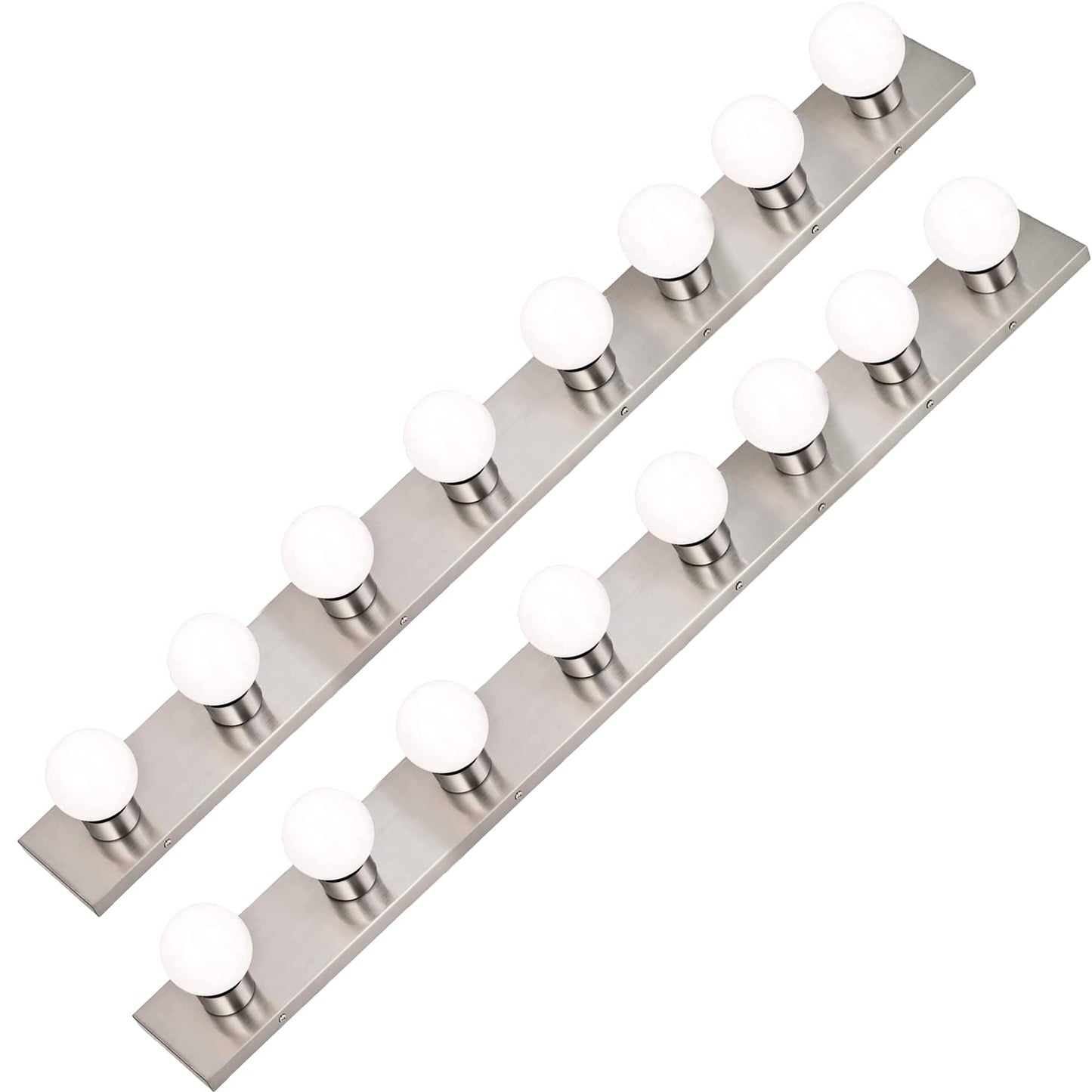 DYSMIO Lighting Eight Light Vanity Strip - Hollywood Style Mirror Fixture with Brushed Nickel Plates - Salon-Grade Accessories for Bedroom, Bathroom