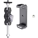 Magic Arm and Phone Mounting Clip, INNOREL Universal Aluminum Alloy Telephone Clamp with A 1/4" to 3/8" Screw for Camera Tripod External Shooting