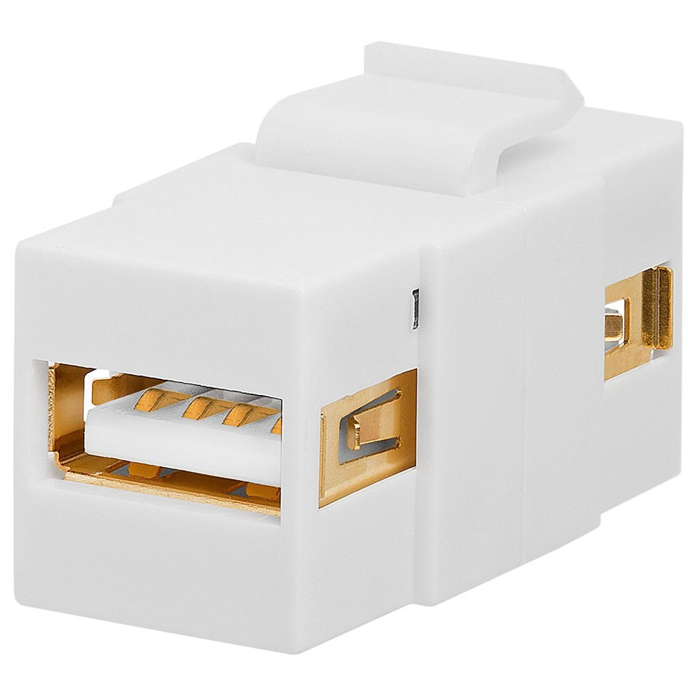 Cmple - USB 2.0 Keystone Jack A Female to A Female Coupler Extension Keystone Jack Adapter Flush Type, USB Type-A to USB Type-A Female Adapter - White