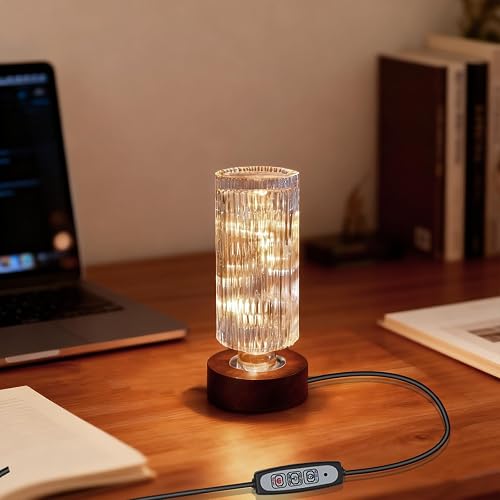 PWTZMYXGS Dimmable Crystal Night Light,Small Bedside Lamp,Nightlight with Timer,Room Decor Desk Lamp,Bedroom,Living Room,Kitchen,Dining Room Lamp