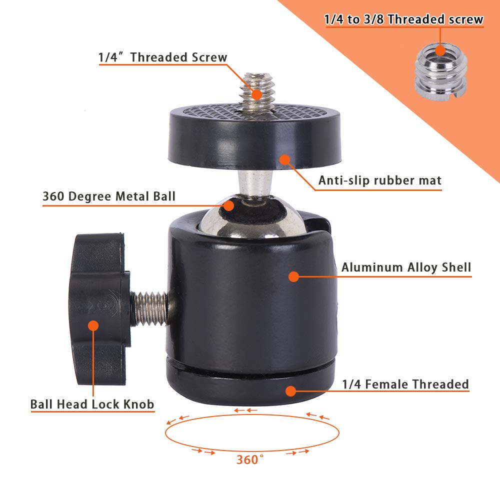 IMT 6" Suction Cup Camera Mount with 360 Ball Head, Air Pump Vacuum Suction Mount for Action Camera/DSLR/Camcorders/Phone, Camera Holder