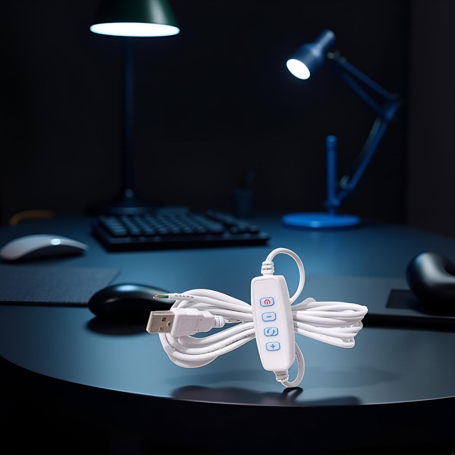 1 Pcs White DC5V USB LED Dimmer Extension Cable with On/Off Switch Adapter LED Dimming Controller for LED Light Bulb Lamps USB-Port Power Cable