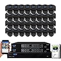 GW Security 32 Channel 12MP NVR UltraHD 4K Face Recognition/Human/Cars Detection PoE Security Camera System with 32 x 8MP Waterproof Microphone 130°
