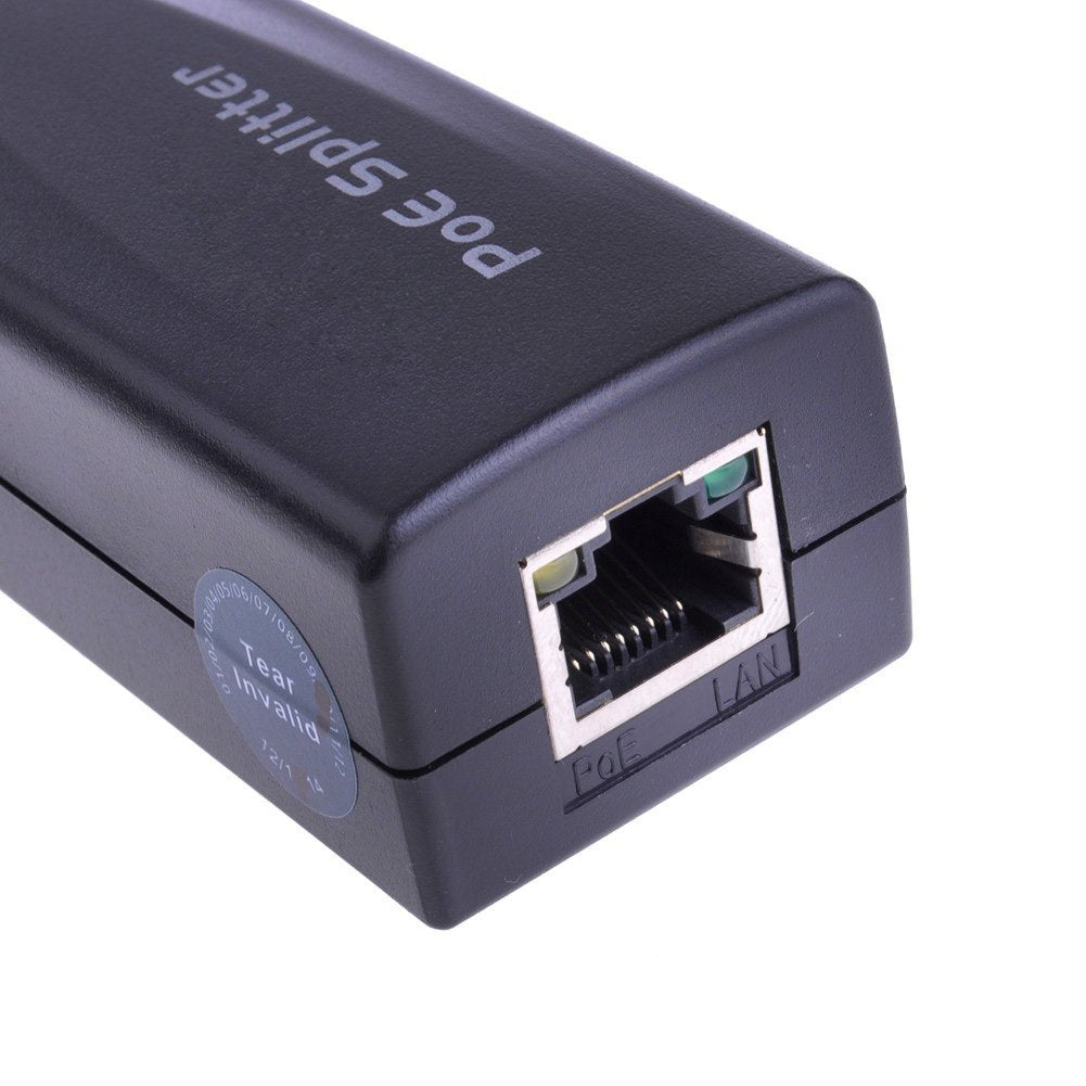 DiySecurityCameraWorld-Active 12V PoE Power Over ethernet Splitter Adapter, IEEE 802.3af Compliant 10/100Mbps, DC 12V1A Output