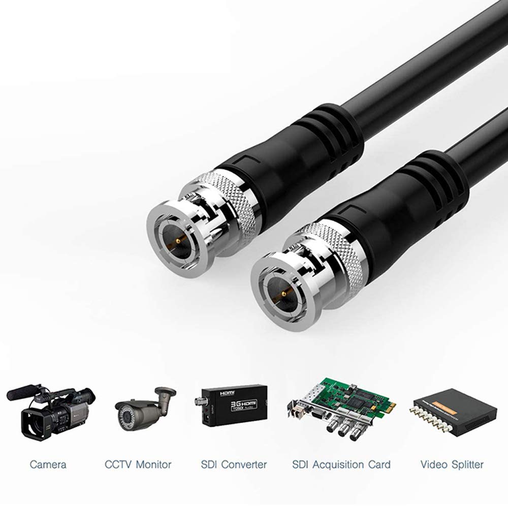 JOINSI 5-Pack 5ft BNC Male to BNC Male Jumper 75-Ohm Cable Extension Connector for CCTV DVR to TV System