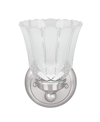 Aspen Creative 62170-1A, One-Light Metal Bathroom Vanity Wall Light Fixture, 4-3/4" Wide, Transitional Design in Satin Nickel