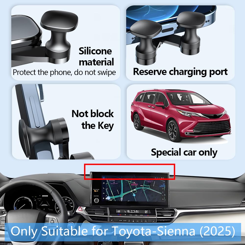 LUNQIN Car Phone Holder Mount for Toyota Sienna 2025 2026 12.3-inch Screen?Not Fit LE 8-inch Screen? Auto Accessories Navigation Screen Bracket