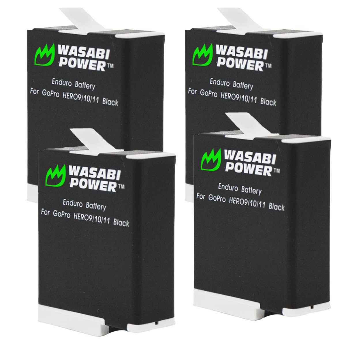 Wasabi Power Replacement for Enduro Battery (4-Pack) Compatible with Hero 12 Black, Hero 11 Black, Hero 10 Black, Hero 9 Black
