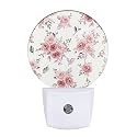 EKOBLA Pink Rose Night Light, Boho Blush Floral Night Lights Plug Into Wall with Dusk to Dawn Sensor, LED Nightlights for Bedroom, Bathroom, Hallway