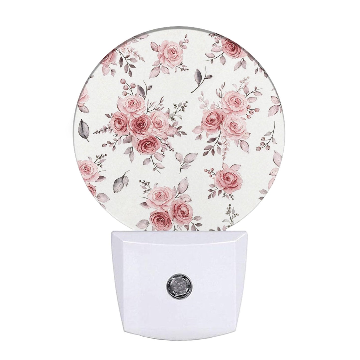EKOBLA Pink Rose Night Light, Boho Blush Floral Night Lights Plug Into Wall with Dusk to Dawn Sensor, LED Nightlights for Bedroom, Bathroom, Hallway