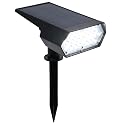 Alpine Corporation 11" Tall Outdoor Solar Pathway Spotlight Stake with Bright White LED Light, Black