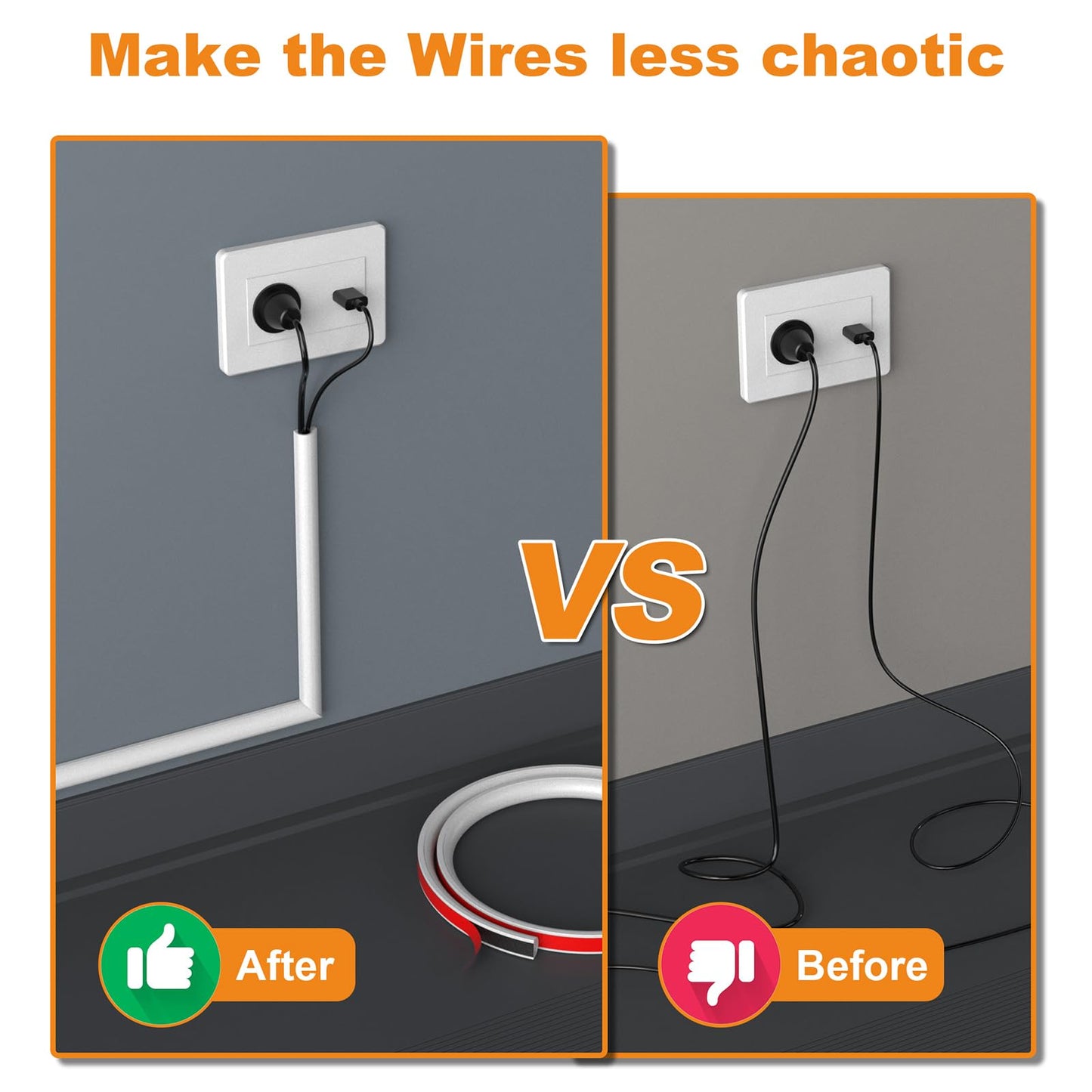 118" Silicone TV Cord Hider for Wall Mounted TV, Self-Adhesive Wire Hiders for TV on Wall, Wire Concealer for Cords Hide Cables, Cable Covers White