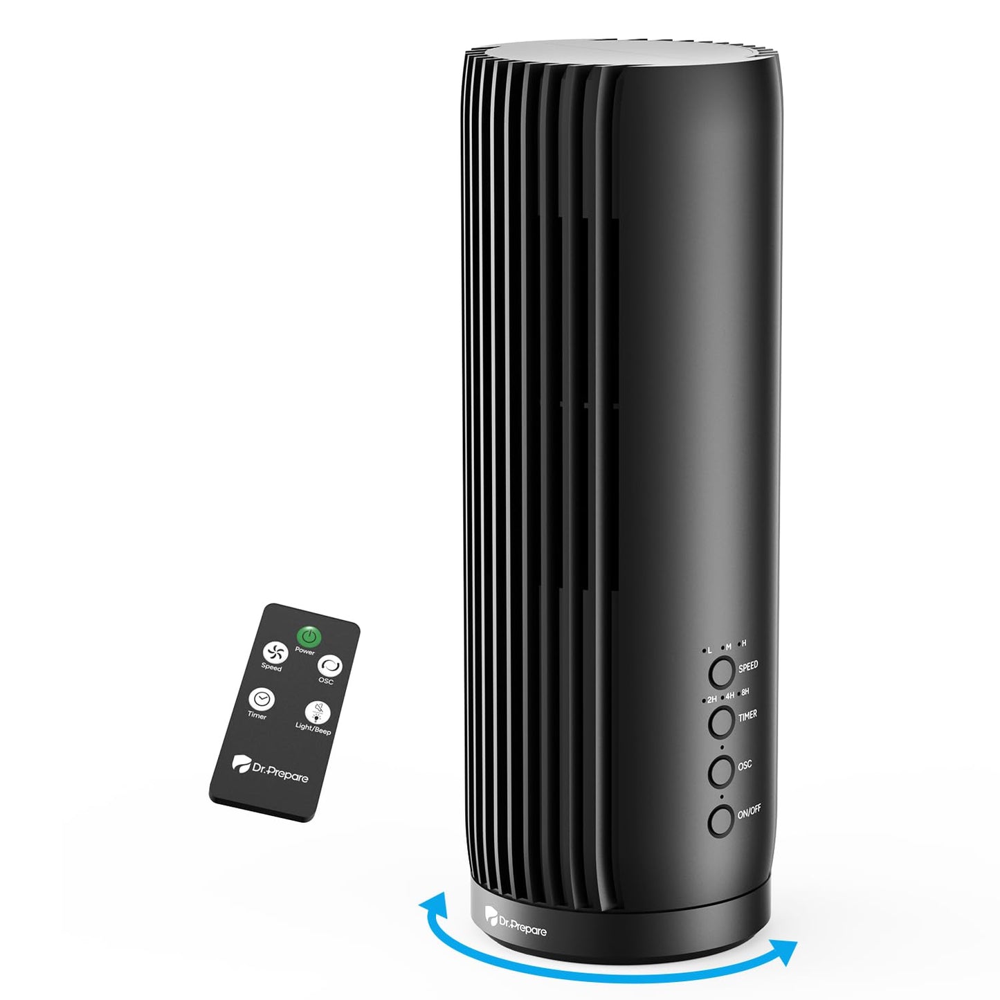 DR.PREPARE Tower Fan for Bedroom, 13 Inch Portable Desk Table Fan, 28 dB Quiet Bladeless Fan with Remote, 12H Timer, 3 Speeds, 60° Oscillating Fans