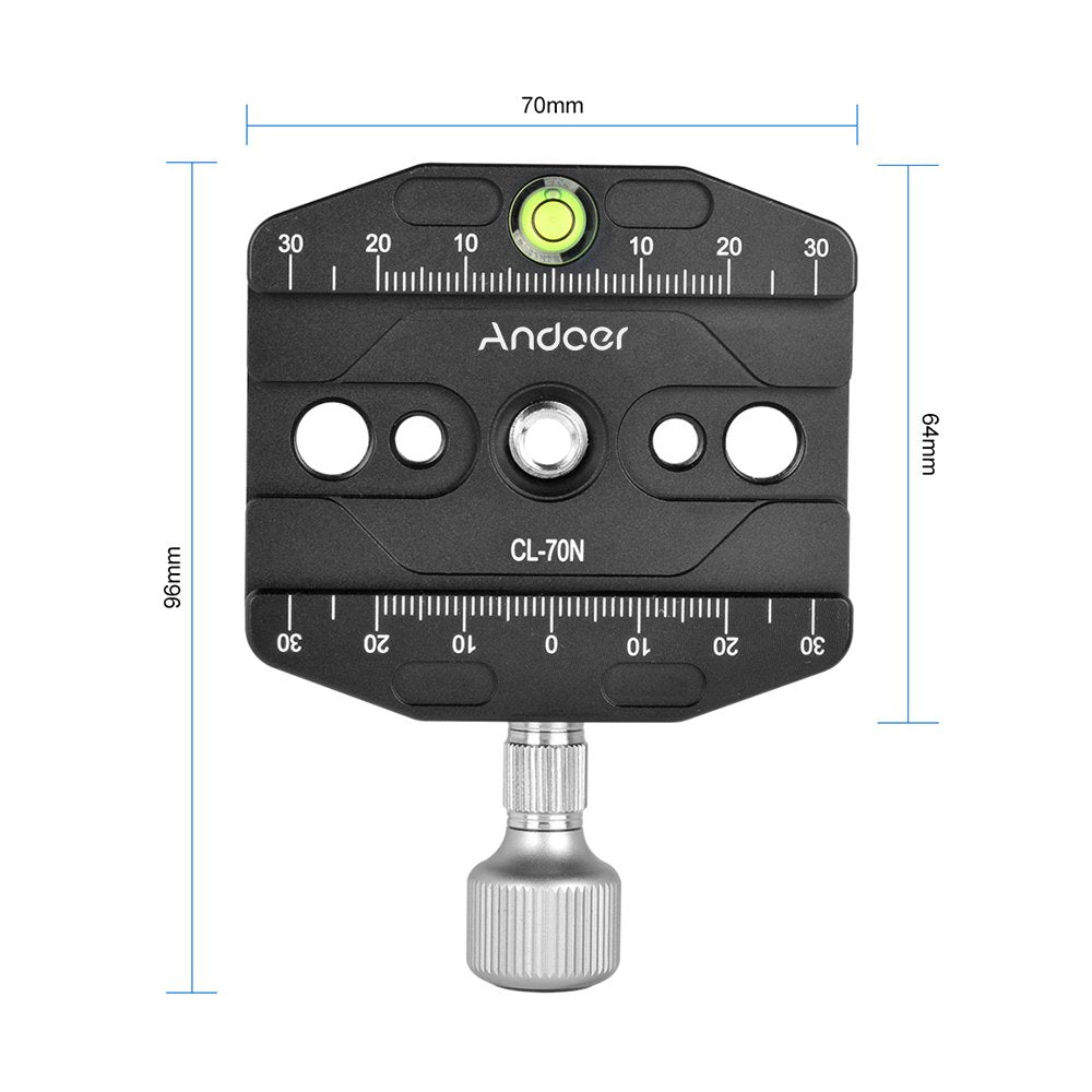 Andoer 70mm Quick Release Plate Clamp Photography Accessories 1/4 3/8inch Thread for Manfrotto 410 for Arca Swiss Tripod Ballhead