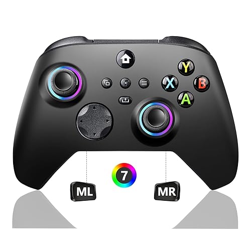 QEUVOON Wireless Controller with 8 Colors RGB Light for Xbox Controller,Xbox One Series X|S,PC Windows,Dual Vibration/Turbo/Programmable,Stable