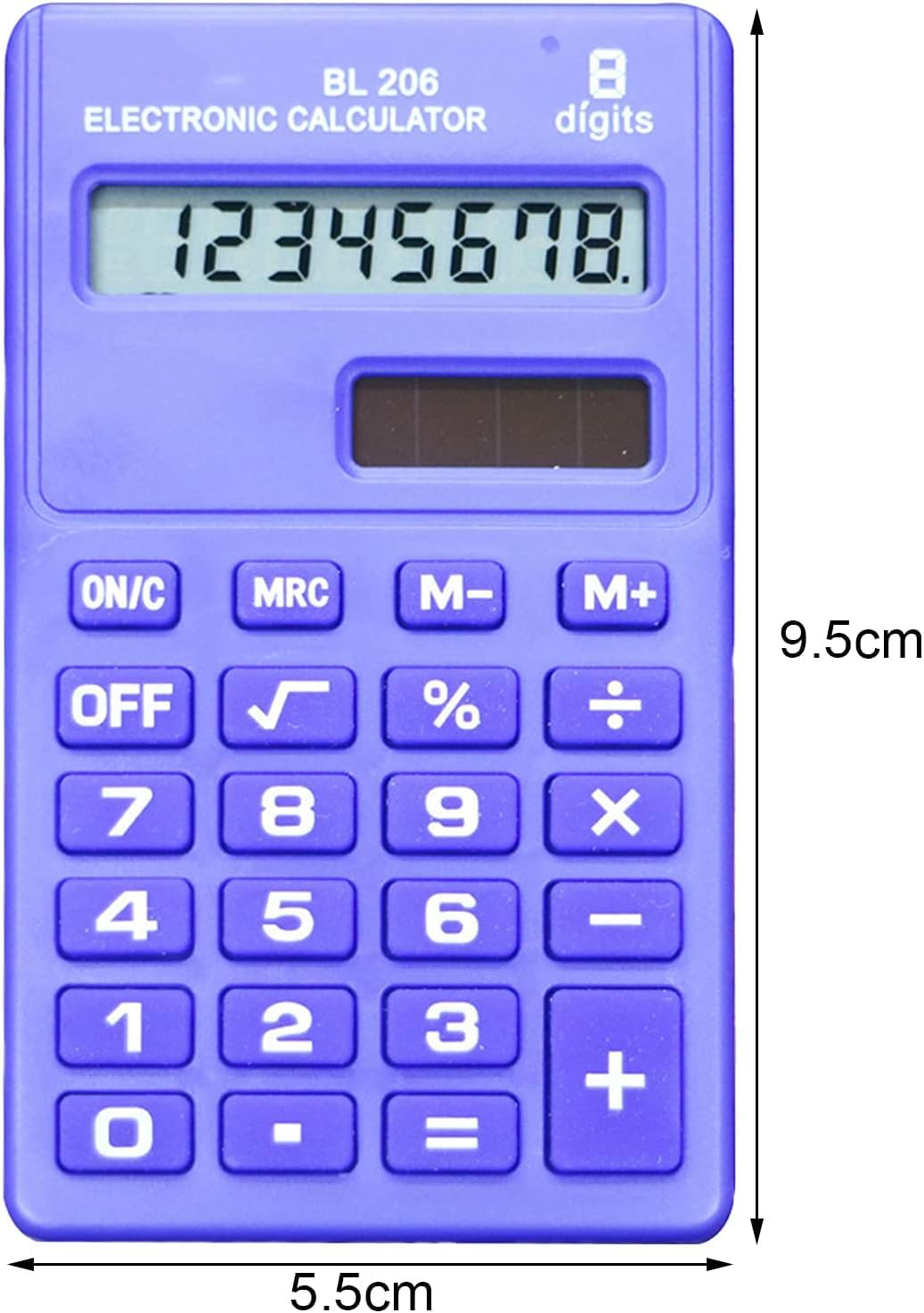 Blue Basic Standard Calculators Mini Digital Desktop Calculator, Solar Power Smart Calculator Pocket Size Basic Office for Home School Office