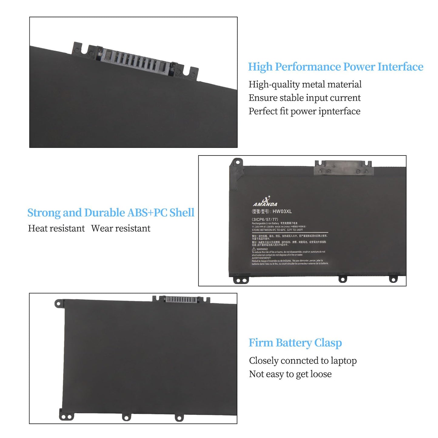 A AMANDA HW03XL Laptop Battery for HP Pavilion 15-EG 15-EG0010NR,15-EH0014na,15-EH1070WM 17-CP0XXX 17-CN0010nr, 17-CN0XX 17-CN0010nr, 17-CN0XX 240 245