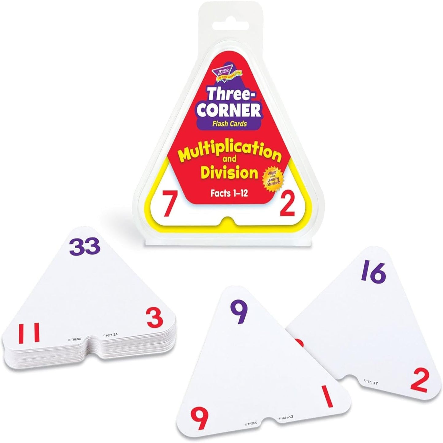 Trend Enterprises Three-Corner Multiplication & Division Flash Cards – Self-Checking, Interactive Learning, 48 Double-Sided Cards, Ages 8+