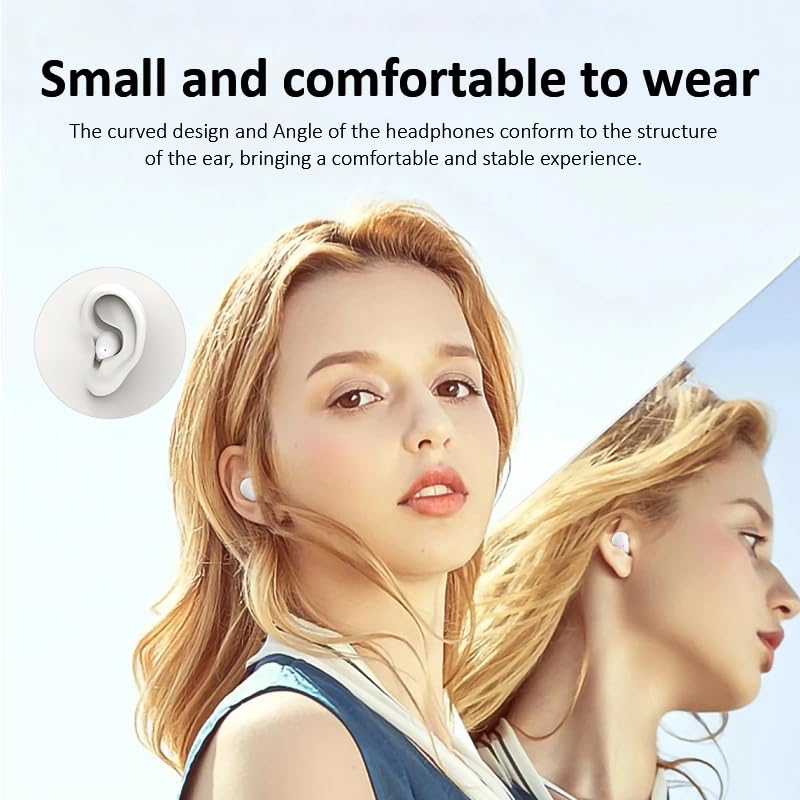 Honcas Mini Earbuds for Work and Sleep, Small Bluetooth 5.3 Headphones, 24 Hours Total Battery Life