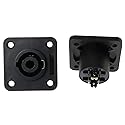 E-outstanding 2PCS 4 Pole Conductor Female Panel Mount Square Chassis Jack Speaker Audio Socket Connector