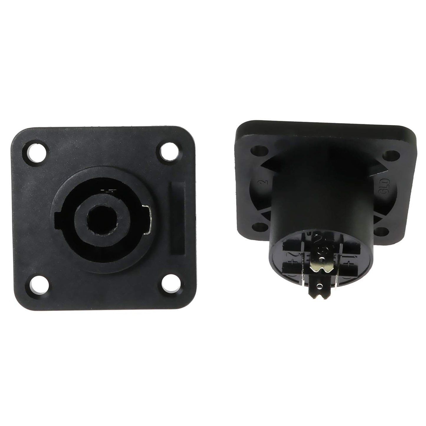 E-outstanding 2PCS 4 Pole Conductor Female Panel Mount Square Chassis Jack Speaker Audio Socket Connector