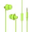 MAXROCK Wired Sleep Earphones Soft Sleep Earbuds Total Silicon Sleeping Headphones with in-line Mic for Cellphones, Mp3, Tablet pocasts 3.5mm, Green