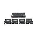 J-Tech Digital HDMI Extender Splitter 1x4 Over Single Cat5e/6 Ethernet Cable Up To 164ft. Supports PoC HDMI Loopout IR Control EDID Switch