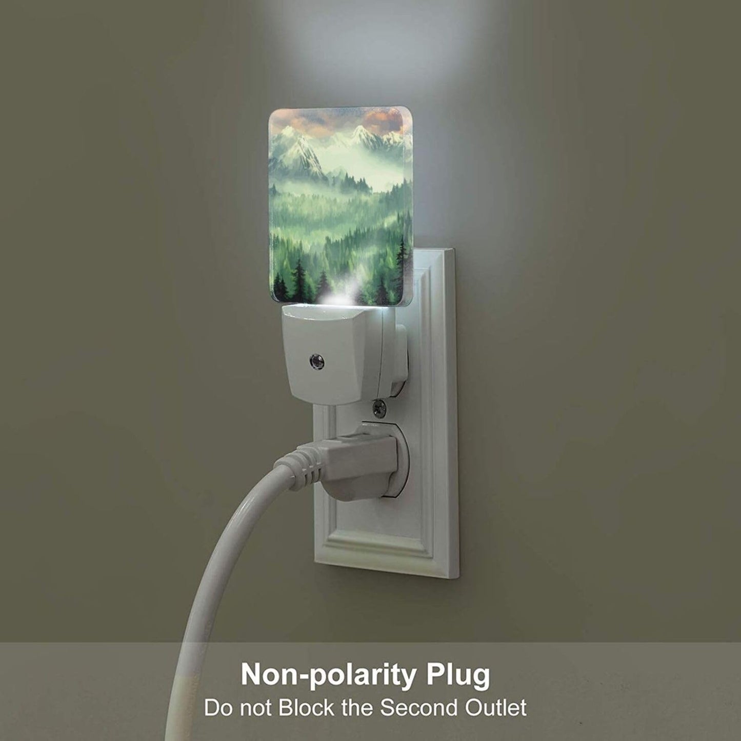 FSHVQKD Mountain Forest Landscape Painting Night Light,Plug Into Wall Decor for Stairway,Hallway,Kitchen,Dusk to Dawn Sensor Nightlights