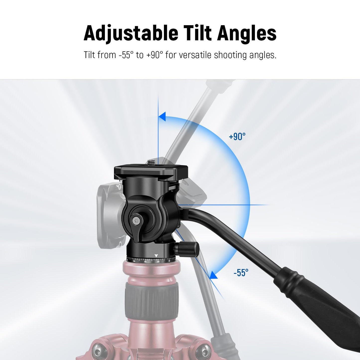 NEEWER Tripod Fluid Head with Quick Release Plate & Handle, Metal Pan Tilt Camera Tripod Mount Adapter Compatible with Arca Swiss for Compact Video