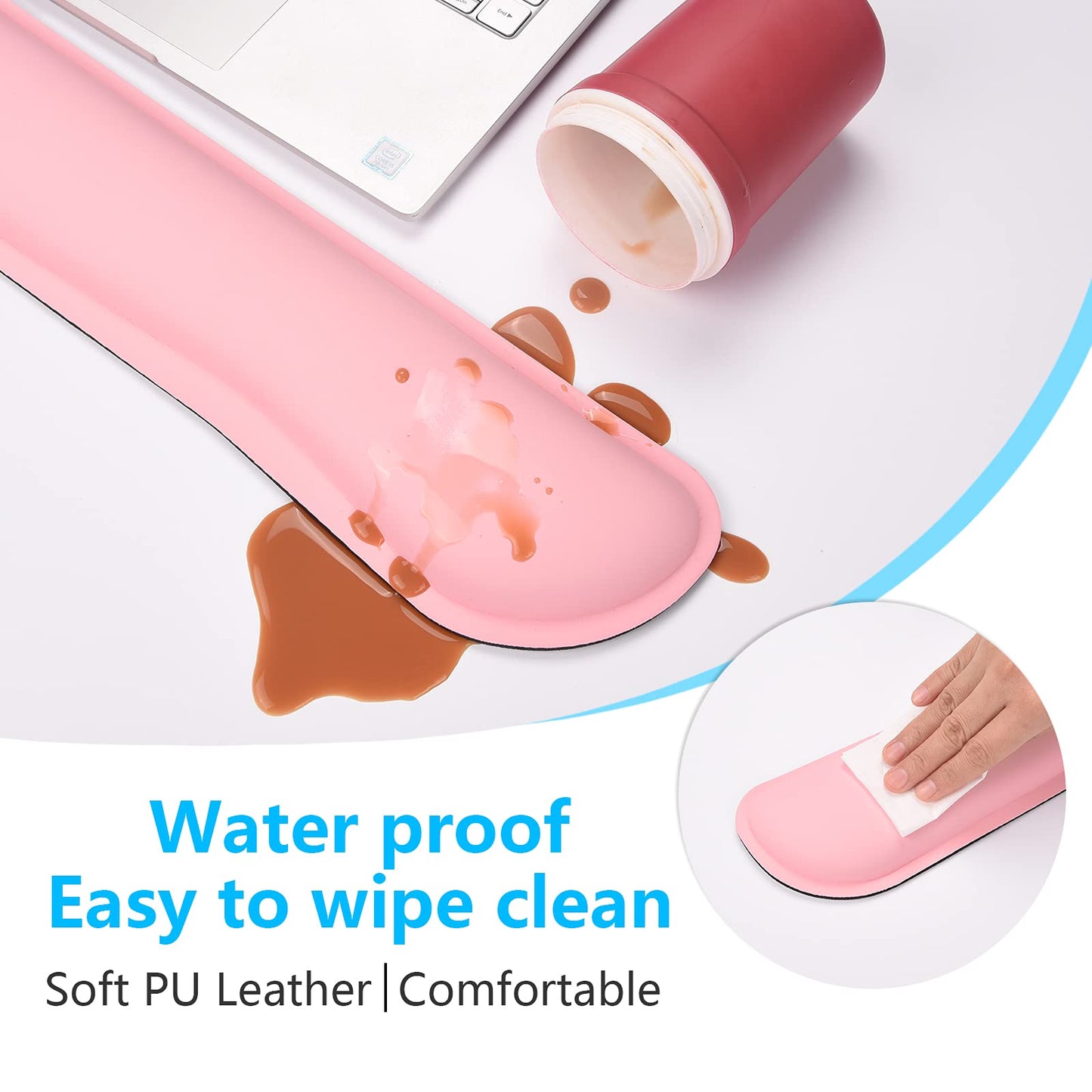 Dapesuom Keyboard Wrist Rest Set, Cute PU Leather Wrist Cushion for Computer Keyboard and Mousepad, Memory Foam Mouse Pad Rests Support with Non-Slip