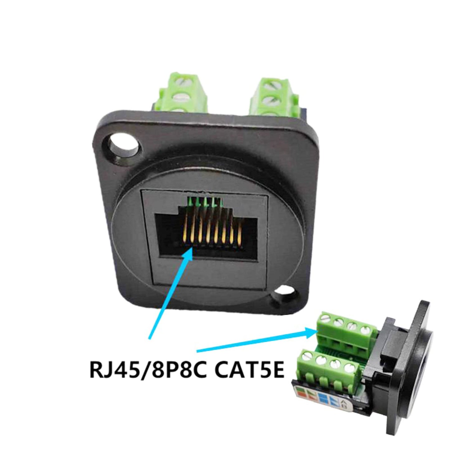 SHANFEILU RJ45/8P8C D-Type Panel Mount Ethernet Extender Cat5E Terminal Solderless Network Adapter Keystone Jack Crimping Data Female Connector