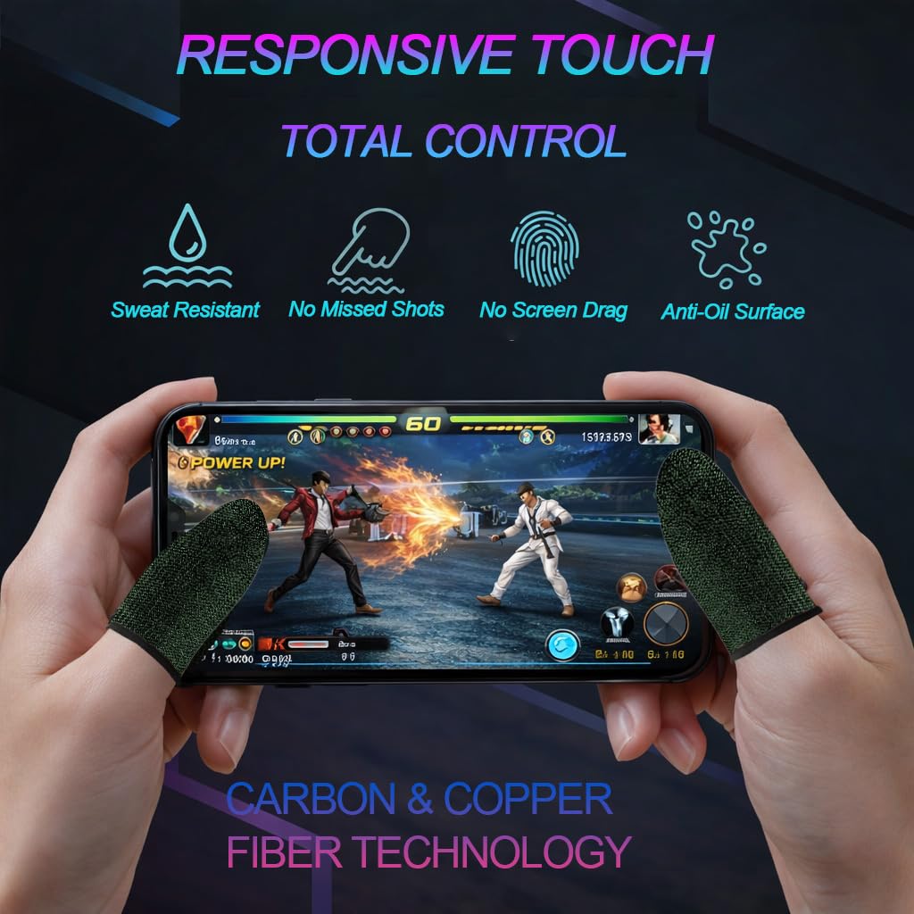 Bluradio 10 Pack Silver Fiber Gaming Finger Sleeves for Mobile Gaming
