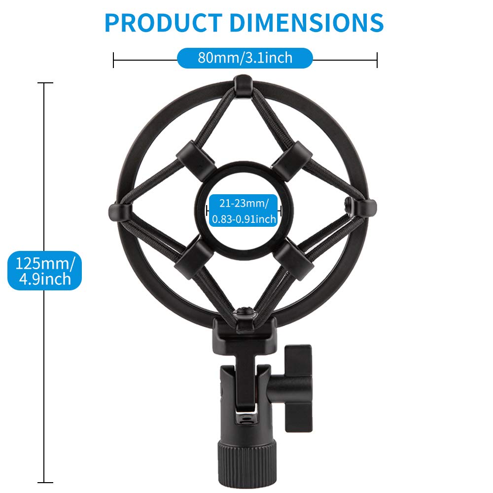 LYRCRO Microphone Shock Mount for 21mm-23mm Small Diameter Size Instrument Condenser Mic or Shotgun Mic like Rode NTG-1 NTG-2