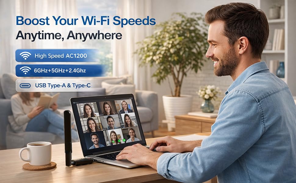 Panda Wireless® PAU0G AXE3000 Tri Band (2.4/5 / 6 GHz) WiFi 6E USB 3.0 Adapter - Windows 10/11, Zorin, MX Linux, EndeavourOS, Mint, Ubuntu, Manjaro