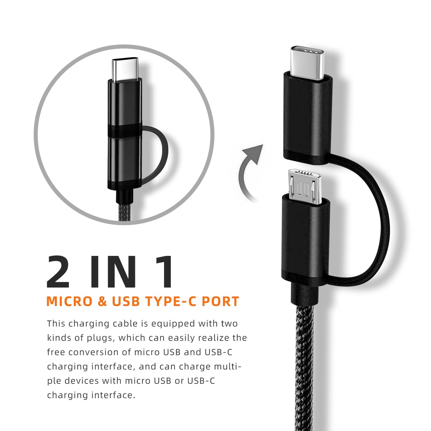 USB C & Micro USB Handheld Mini Portable Fans Charger Compatible for Version Fan,HomeLifairy, WiHoo, FrSara, SkyGenius, Bladeless Mini Desk Fan