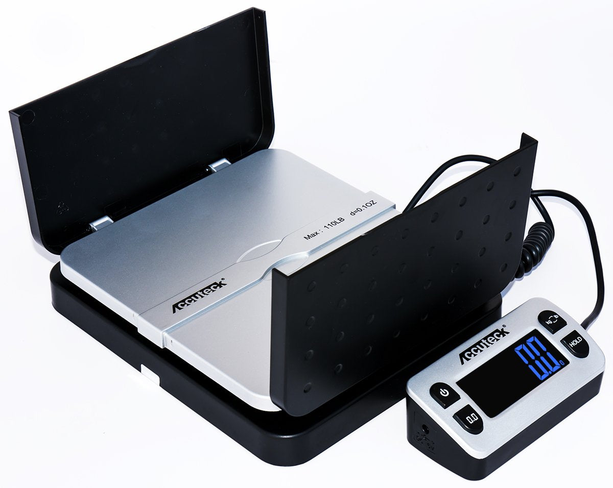 ACCUTECK 8580 High Capacity 110 Lbs High Accuracy 0.1OZ Digital Postal Scale with Remote Display, Batteries and USB Cable and AC Adapter Included