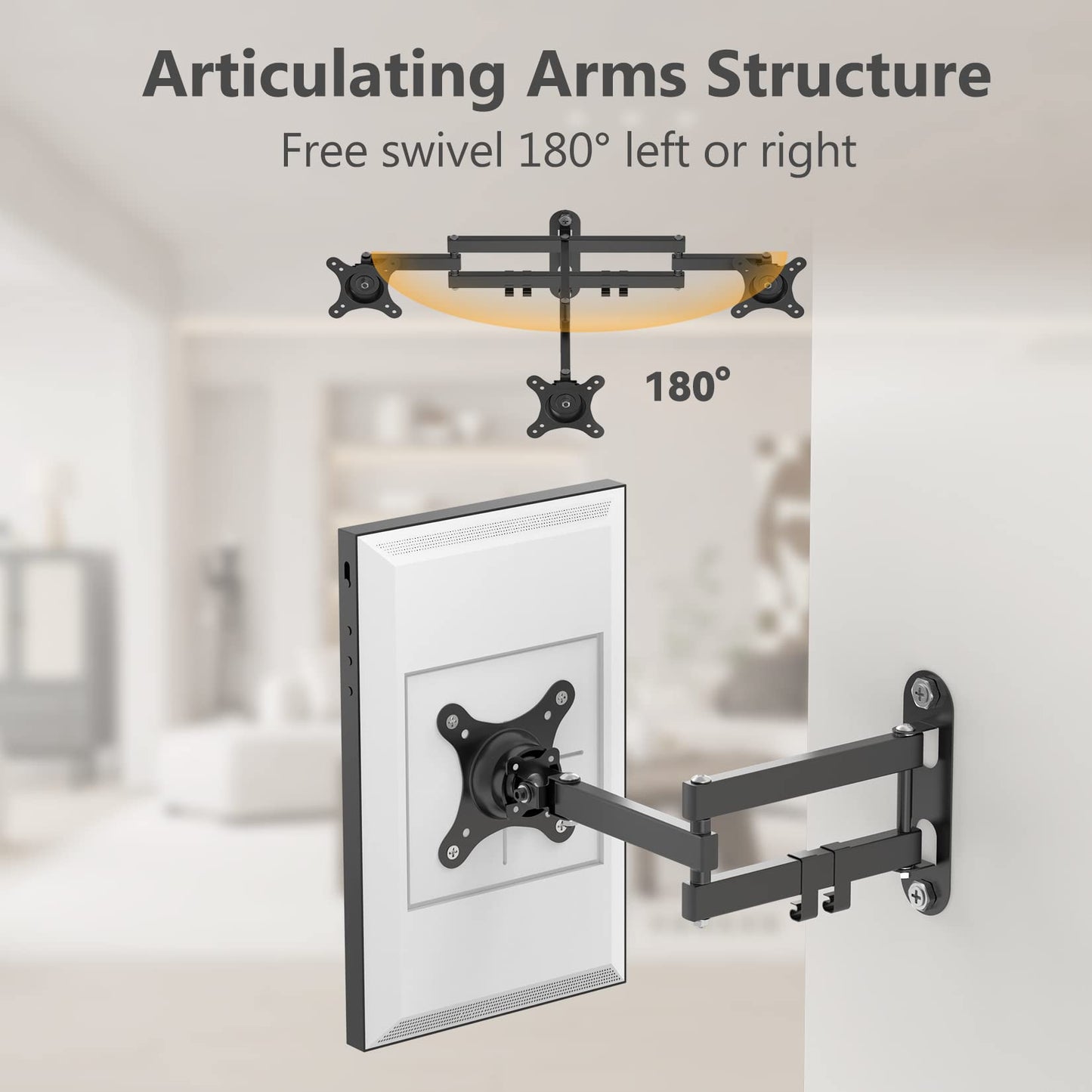 Laivli Wall Mount for Echo Show 15 (1st, 2nd Gen), and Monitors 13"-27", with 15 Inch Extension Arm, Full Motion Adjustable - Easy to Rotate, Swivel