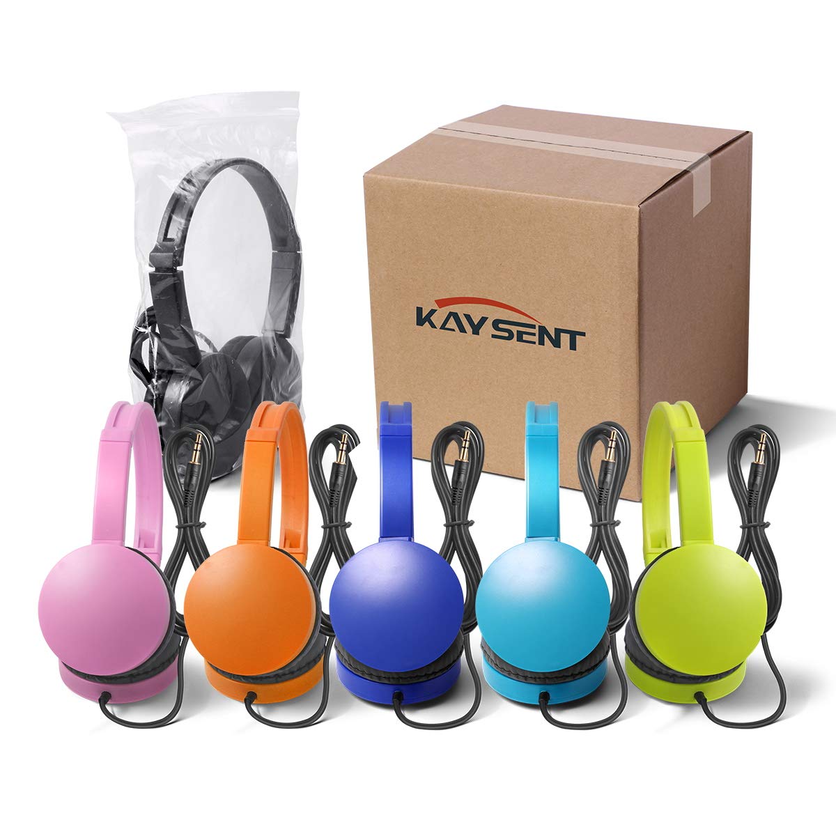 Kaysent School Headphones for Classroom Students - (KHPC-24Mixed) 24 Packs Multi-Colors Kids' Headphones for School, Library, Computers, Children