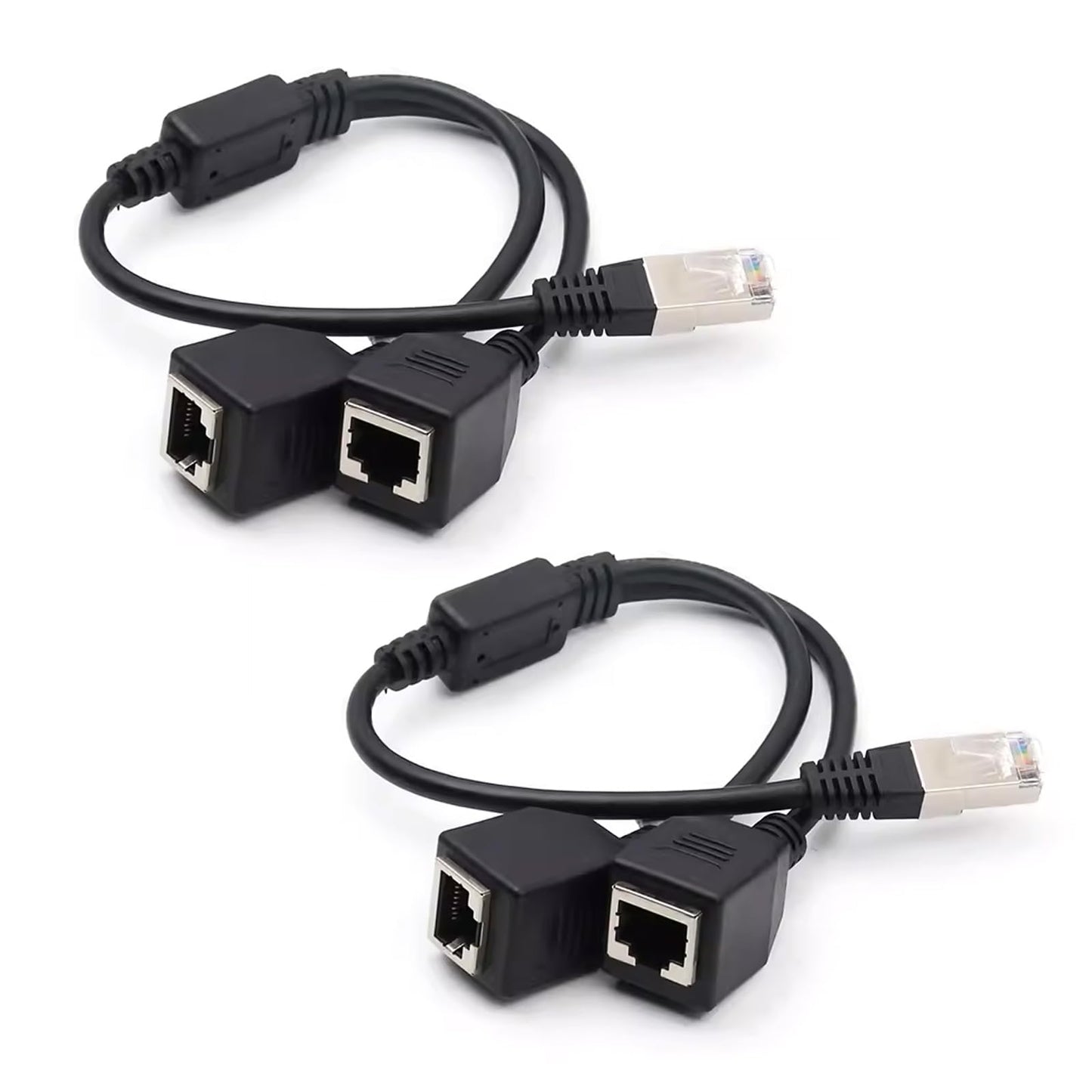 OLIREXD 2Pcs Ethernet Cable Splitter, ABS RJ45 Ethernet Splitter Adapter, RJ45 1 Male to 2 Female Ethernet Splitter, Y 1 Male to 2 Female Socket