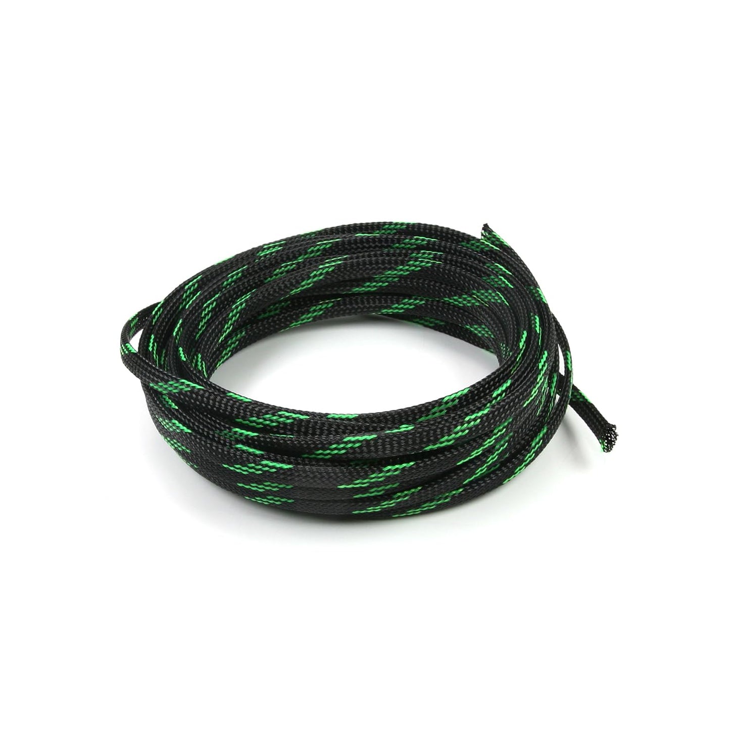 Othmro 5m/16.4ft PET Expandable Braid Cable Sleeving Flexible Wire Mesh Sleeve Black Fluorescent Green,Cord Management for Home Office