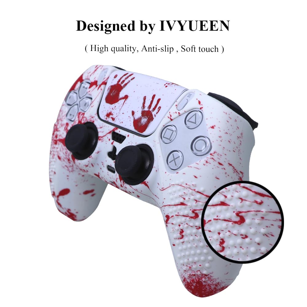IVYUEEN Anti-Slip Printing Protective Skin for PlayStation 5 PS5 Controller Graffiti Blood Silicone Case for DualSense Wireless Controller with Touch