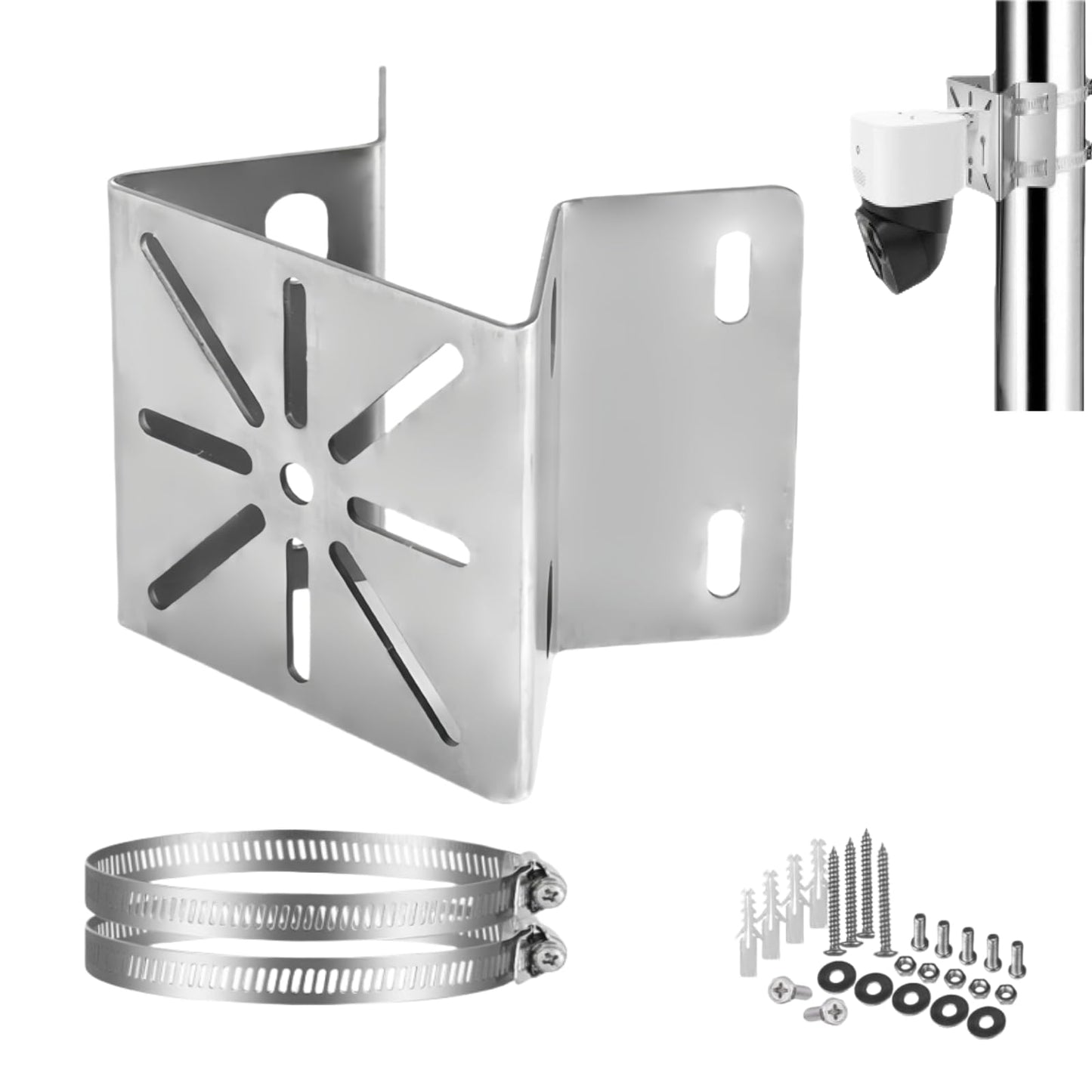 CTXSumTec Stainless Steel Corner Mount for SoloCam S340 | Rust-Proof Exterior Pole Column Wall Bracket for PTZ & Solar Security Cameras | 90° Angle