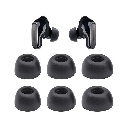 Replacement Ear Tips for Bose New QuietComfort Ultra Earbuds (2nd Gen) Wireless Earbuds, Memory Foam Tips 3 Pairs (S/M/L) Black