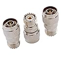 exgoofit N Male to UHF Female Pack 3pcs RF Antenna Coaxial Coax Adapter SO-239 Jack Coax Adapter SO239 Connector