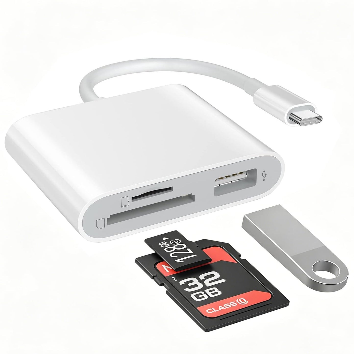 USB C SD Card Reader Adapter, 3 in 1 USB Type C to USB OTG Memory Card Adapter for TF SD Micro SD Cards Compatible with MacBook Pro Air/iPad