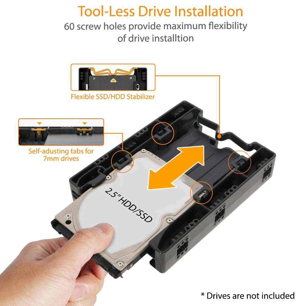 ICY DOCK Dual 2.5 inch to 3.5 inch HDD & SSD Light Weight Mounting Bracket Adapter for Internal 3.5" Drive Bay | EZ-Fit Lite MB290SP-B