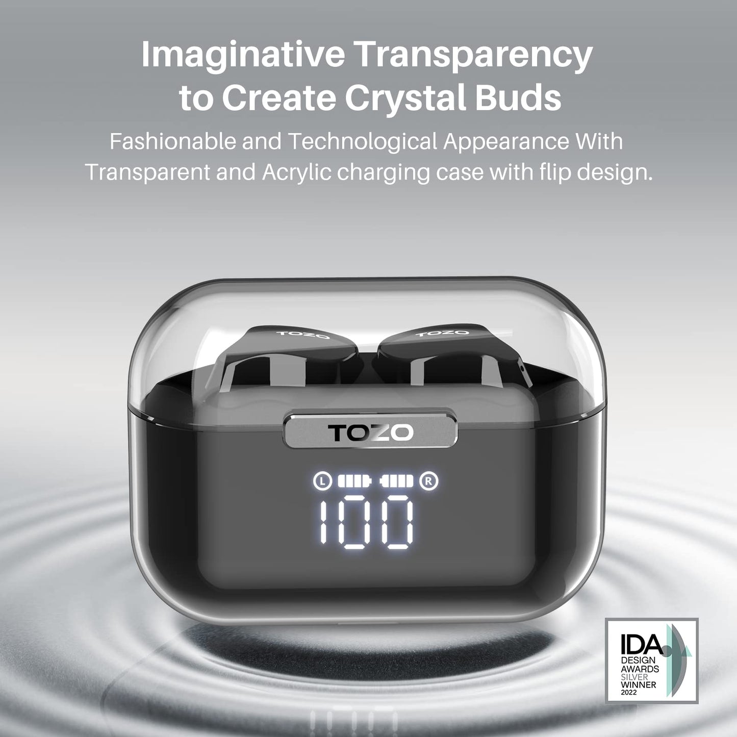 TOZO T18 Wireless Earbuds Bluetooth Headphones 5.3, IPX8 Waterproof Ear Buds, 4 Mic Clear Call Long Playtime with LED Digital Display Charging Case 32