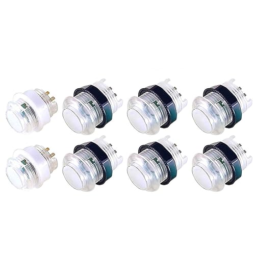 Arcity 8 Pcs Arcade LED Push Buttons Illuminated Light 6 × 30mm Buttons + 2 × 24mm Buttons with Built-in Microswtich for Arcade Machine Video Game