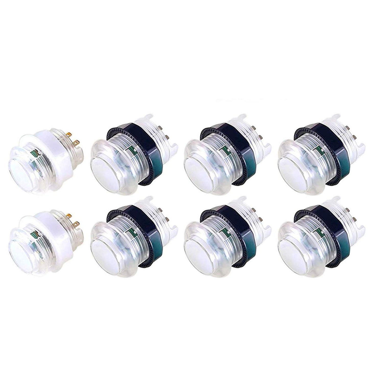 Arcity 8 Pcs Arcade LED Push Buttons Illuminated Light 6 × 30mm Buttons + 2 × 24mm Buttons with Built-in Microswtich for Arcade Machine Video Game